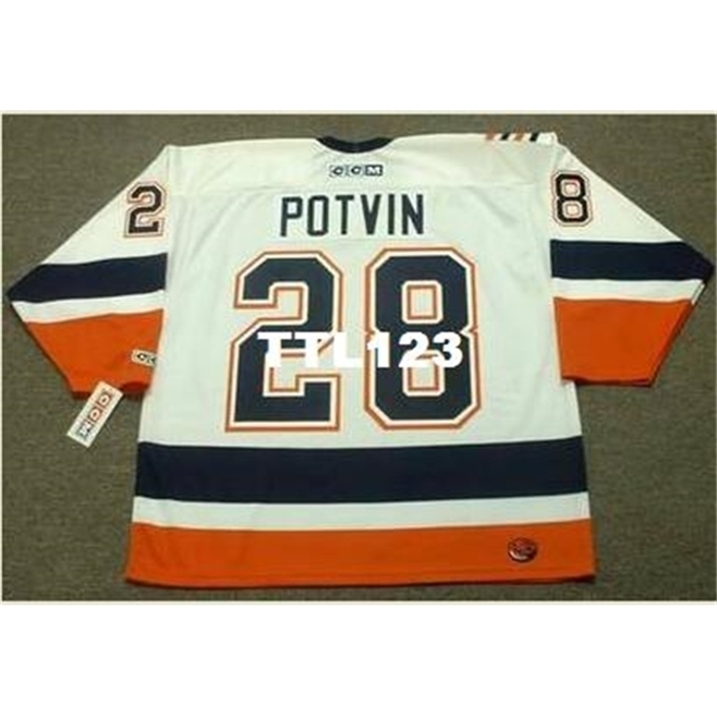 

888 #28 FELIX POTVIN New York Islanders 1999 CCM Hockey Jersey or custom any name or number retro Jersey, White