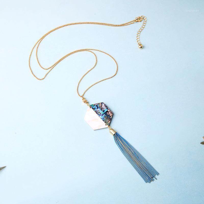 

Pendant Necklaces Simple Acrylic Pendants Metal Tassels Long Dress Chains For Women Party Gift Fashion Jewelry Drop, Silver