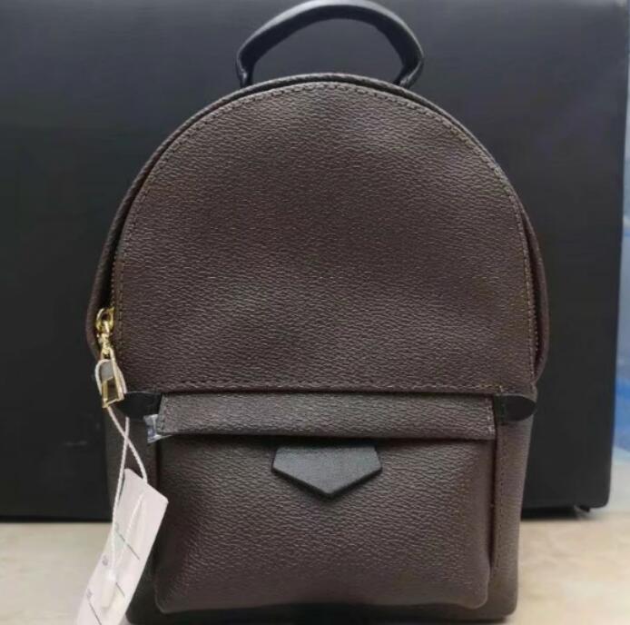 

Hight quality Women Palm Springs Mini Backpack PU Leather children backpacks women printing leather Mini backpack Two size M44873, Brown flowers size 16x8x21cm