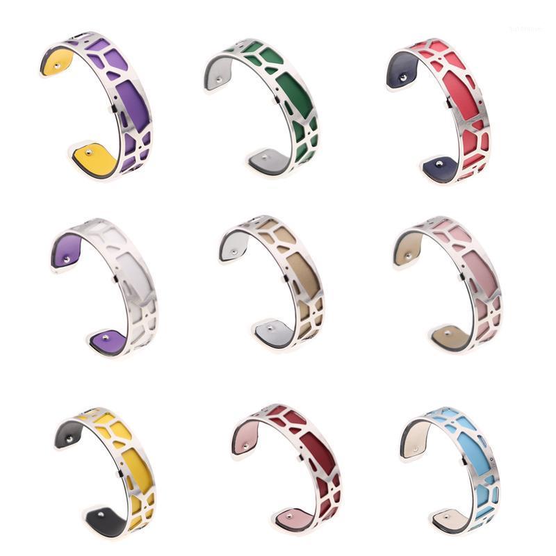 

15MM Giraffe Reversible Leather Bracelet Interchangeable Bracelet Bangles with Silver Color Cuff Bangles Femme Bijoux1