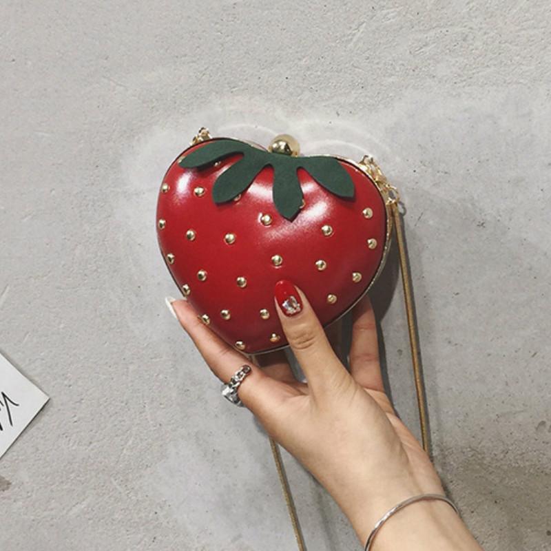 

Women's Crossbody Shoulder Handbag Fruit Style Clutch Girl's Cute Strawberry Shaped Bag Satchel Purse, Red