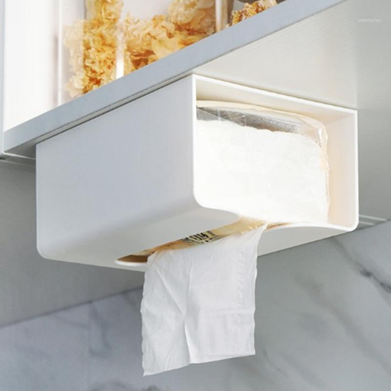 

Household Punch-free Plastic Cabinet Hanging Removable Tissue Box Bathroom Kitchen Wall-mounted Napkin Paper Storage Case1