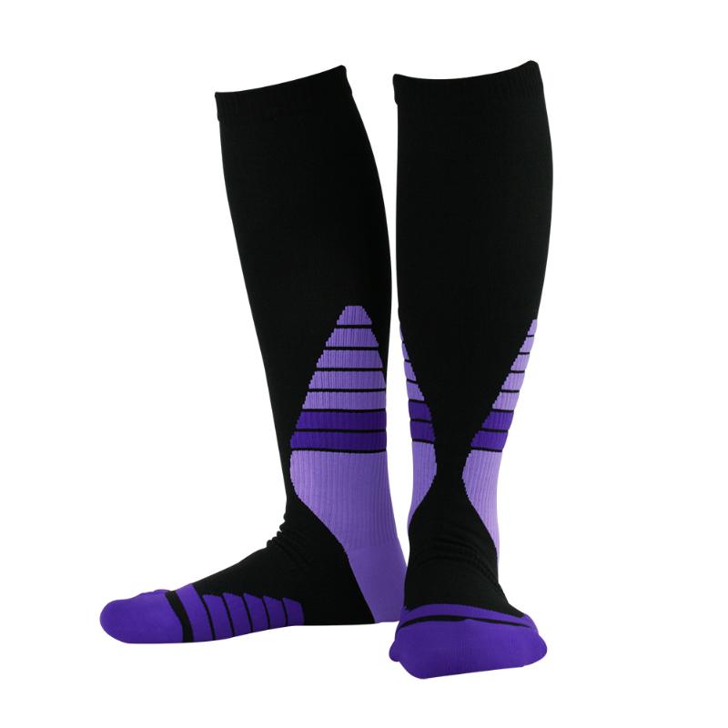 

1 Pair Elastic Compression Hiking Sport Socks Soft Ion Cycling Fitness Muscle Support Basketball Varicose Veins Football, Black blue