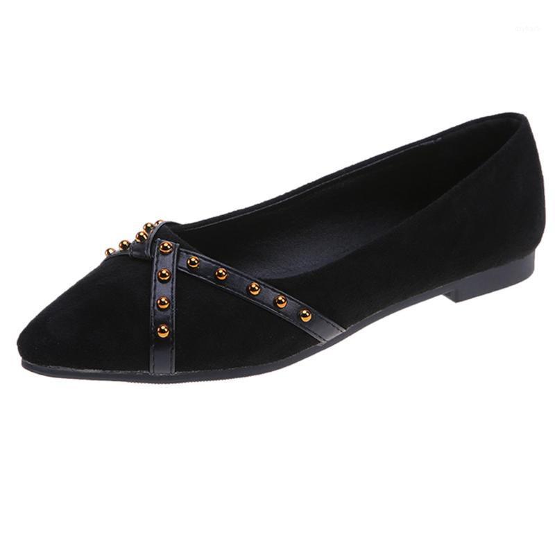 

Retro Rivets Wild Single Shoes Fashion Women Pointed Toe Shoes Comfortable Shallow Slip-On Casual Suede Loafers1, Beige