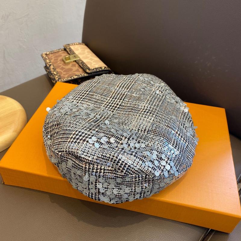 

Hat Female Korean Autumn Sequined Beret Female Japanese Retro Pumpkin Hat Joker Artist, Black