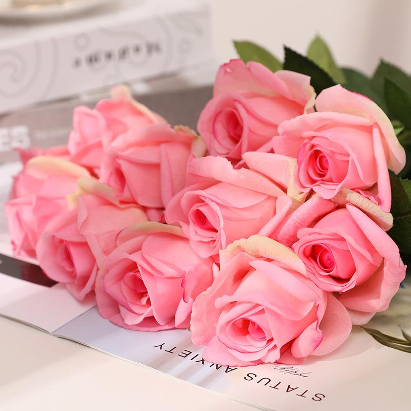 

10PCS/lot Roses Artificial Flowers Buds Home Garden Decoration Pink White Small Real Touch Fake Rose Buds Flower Wedding Supply