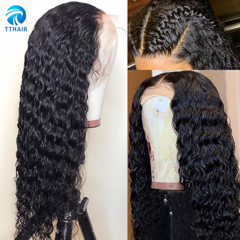 

Deep Wave Lace Front Wig Human Hair Wigs For Black Women Brazilian Hair Wigs 13x4 4x4 Closure Wig 150 Density Remy, As pic