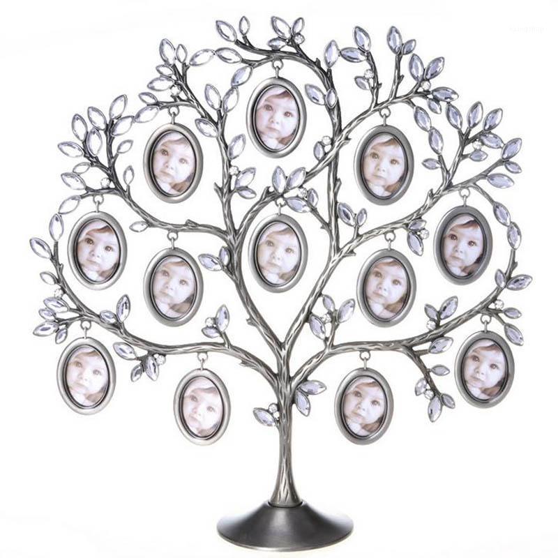 

Metal Silver Tree Photos Display Holder Desktop Picture Frame Ornament Family Tree Retro Hanging Oval Insert Photo Frame Decor1