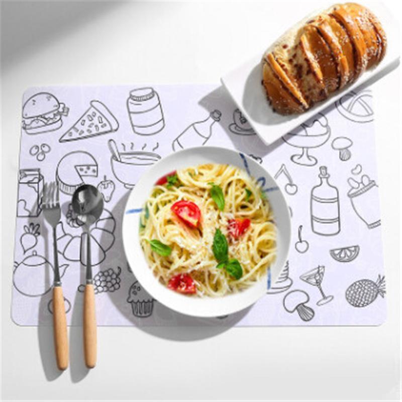 

Fun pattern insulation placemat waterproof table mat creative dish bowlware pot pad Slip-Resistant Pad table placemats1