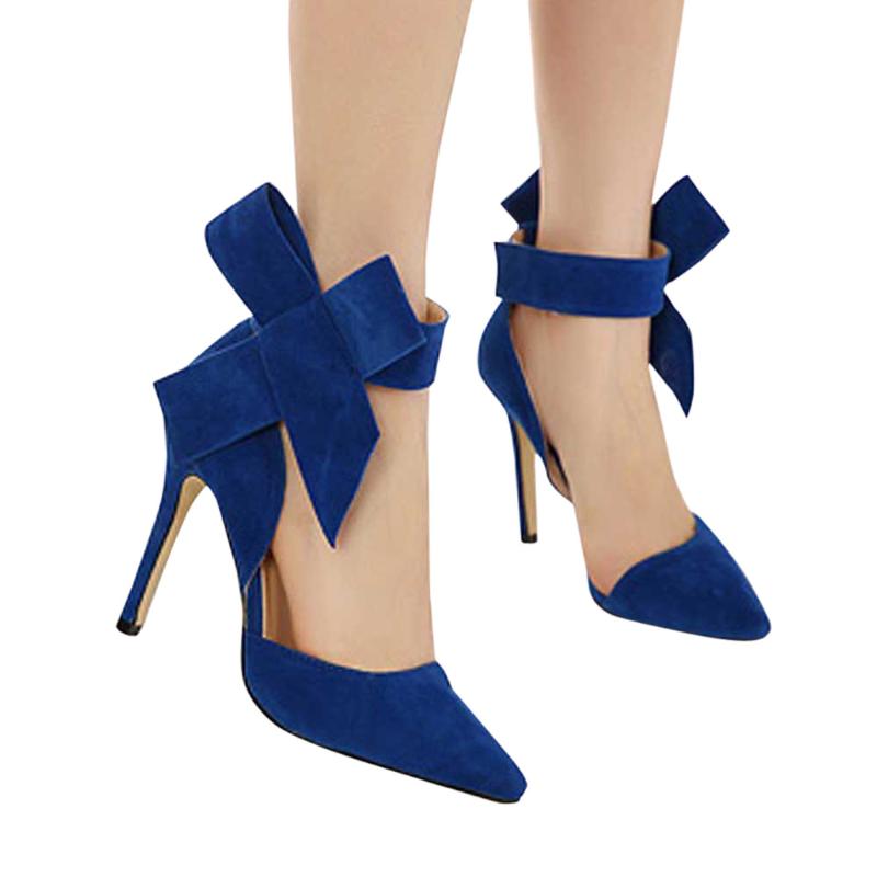 

Women Big Bow Tie Pumps Butterfly Pointed Stiletto Shoes Woman High Heels Plus Size Wedding Shoes Bowknot Zapatos Mujer, Black