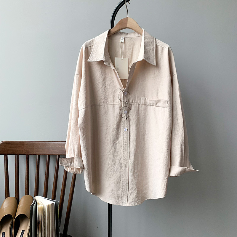 

2021 New Spring Summer Blouse Korean Long Sleeve Womens and Blouses Vintage Women Shirts Blusas Roupa Feminina Tops 9gbd, Gray-blue