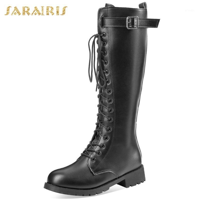 

Sarairis 2020 Brand New Thick Heels Belt Buckle Motorcycle Boots Woman Shoes Girl Student Side Zipper Comfortable Boots Female1, Black