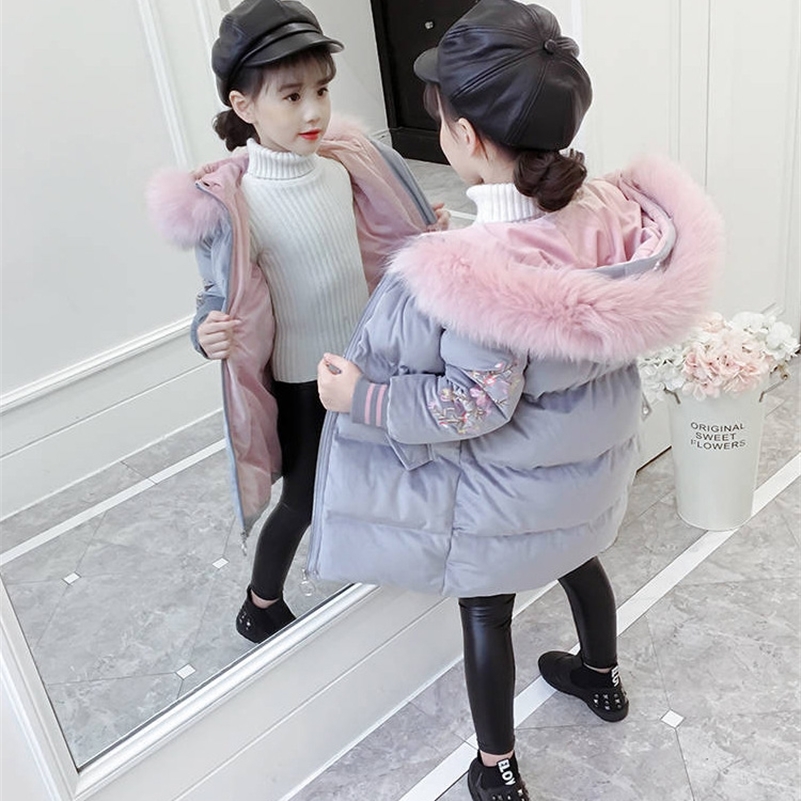 

2020 New Autumn Winter Baby Kids Coat For Girl Thick Fur Warm Children Jackets For Girls Coat Hooded Teenager Kids Outerwear 12Y LJ200828, White