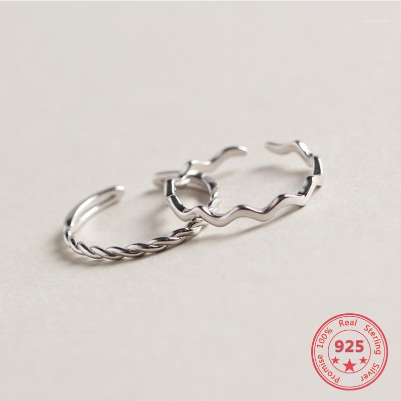 

Cluster Rings BITWBI 100% 925 Sterling Silver Ring Wave Pattern Simple Style Wild For Women Gift Girlfriend Fashion Jewelry, Golden;silver