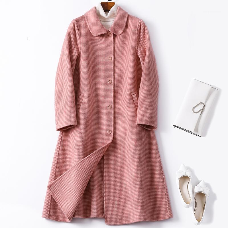 

Spring Autumn Coat Female Korean Vintage Long Wool Coat Women Clothes 2020 Outwear Pink Coats Jacket Abrigo Mujer 918 ZT25211, 918 black