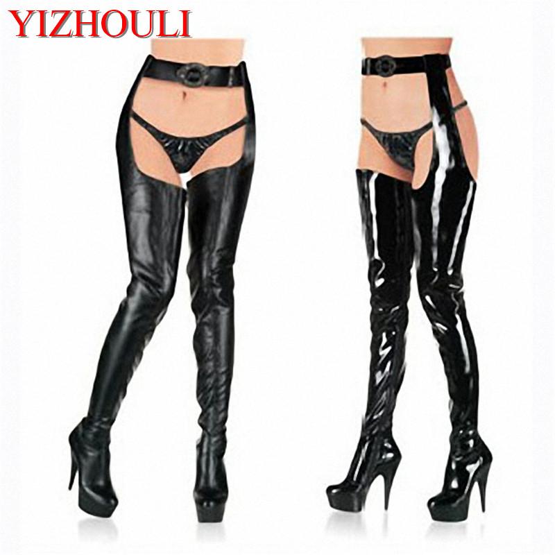 

6 inch Plus size shoes waist-length boots ultra high heels shoes 15cm sexy thigh high boots And the waist, Black