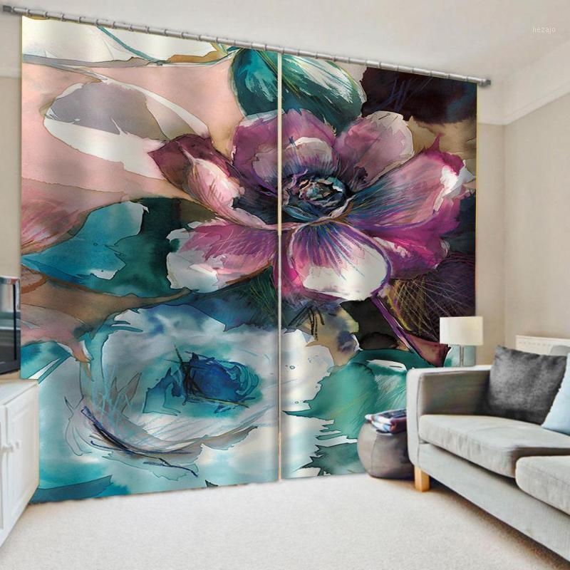 

Luxury Blackout 3D Window Curtains For Living Room Bedroom Fashion flower curtains Decoration1, As pic