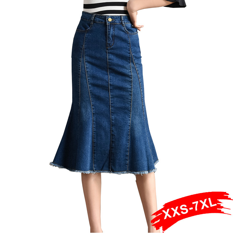 cheap long plus size jean skirts