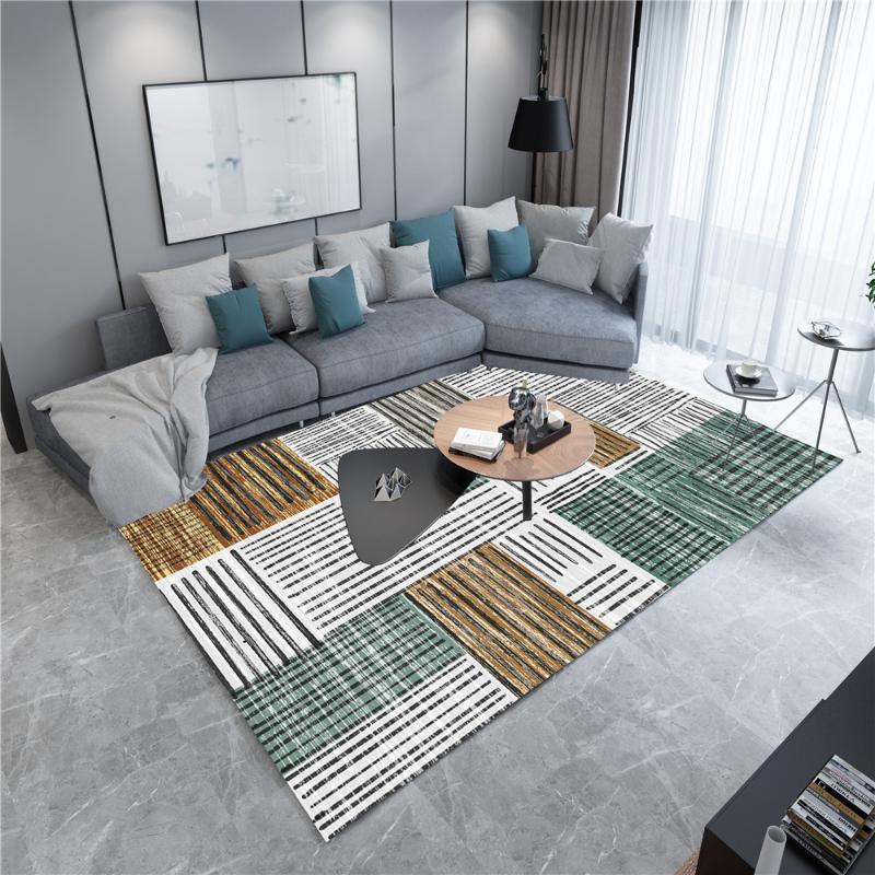 

Fashion Simple Sofa Area Rug Flannel Anti-slip Balcony Bedroom Bedside Rug Kids Play Mat Abstract Geometric Living Room Carpet1, No.01