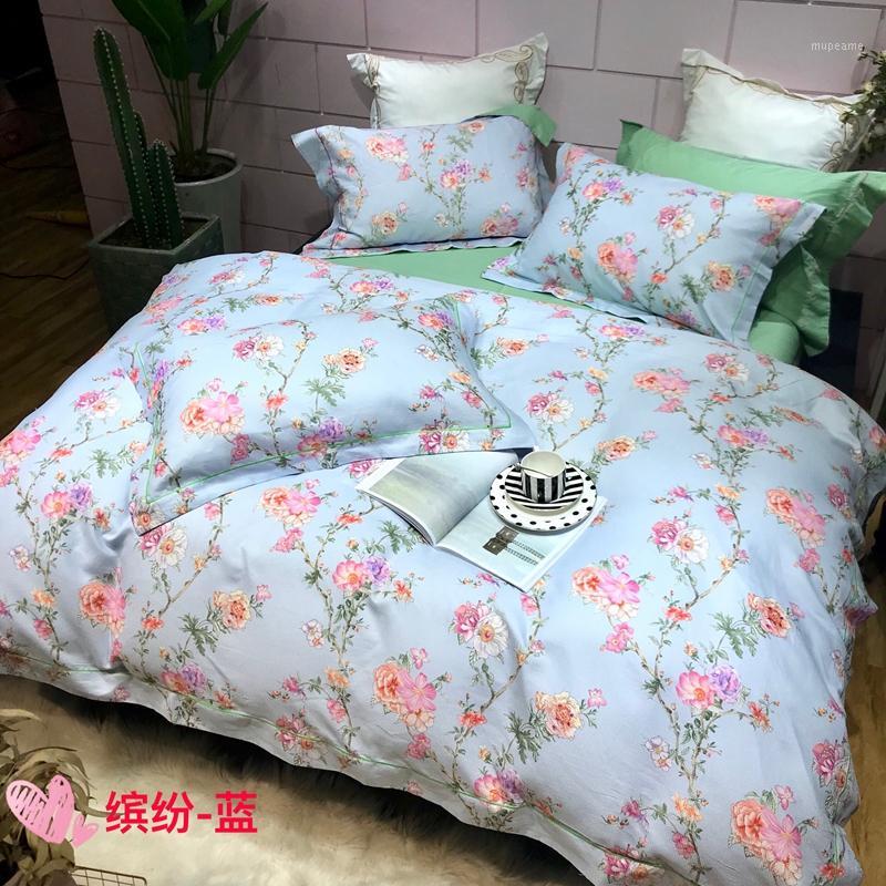 

4pcs Collection Floral print Duvet cover 100%Cotton Soft Bedding Set queen size king Bed sheets or fitted sheet pillow shams1