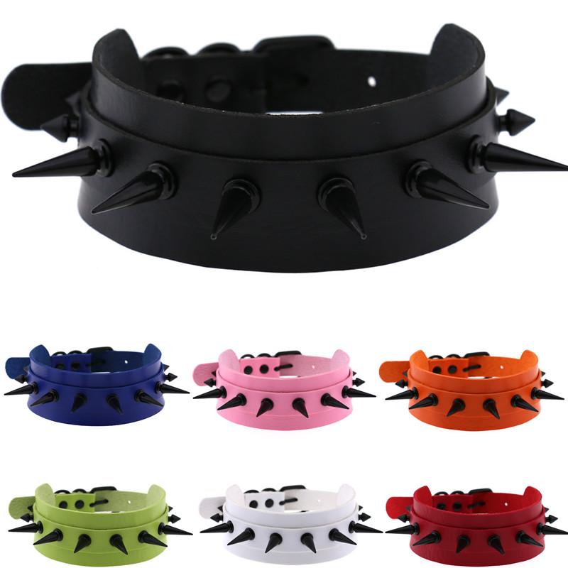 

DIEZI Vintage Punk Gothic Harajuku Cosplay Black PU Leather Choker Necklace For Women Men Rivet Statement Necklaces Jewelry