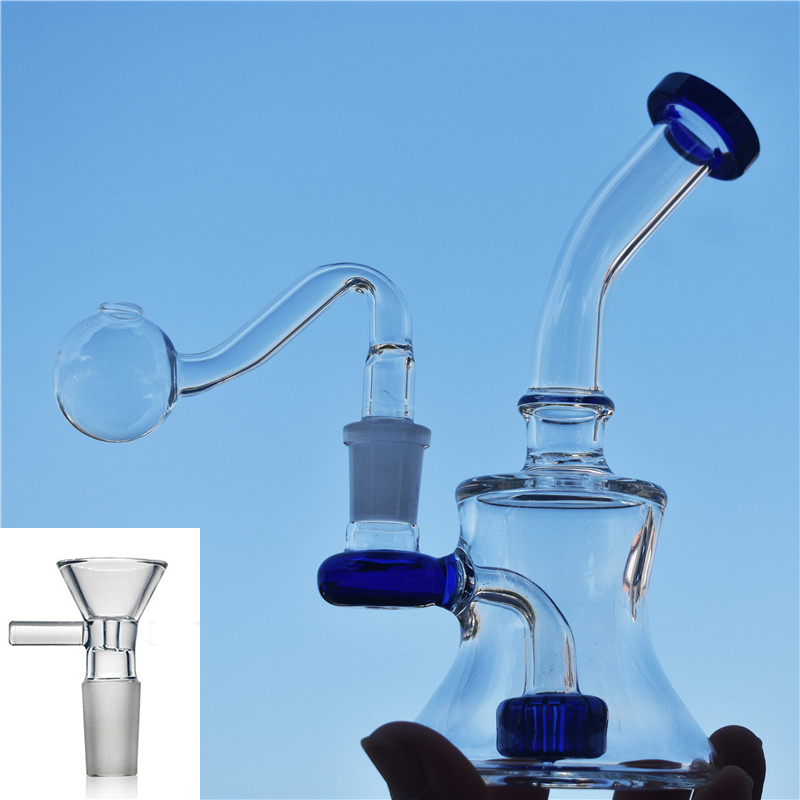 

Two functions Glass Beaker Dab Rig Bong Mini Water pipe inline matrix perc recycler water bong with glass oil burner pipe and bowl