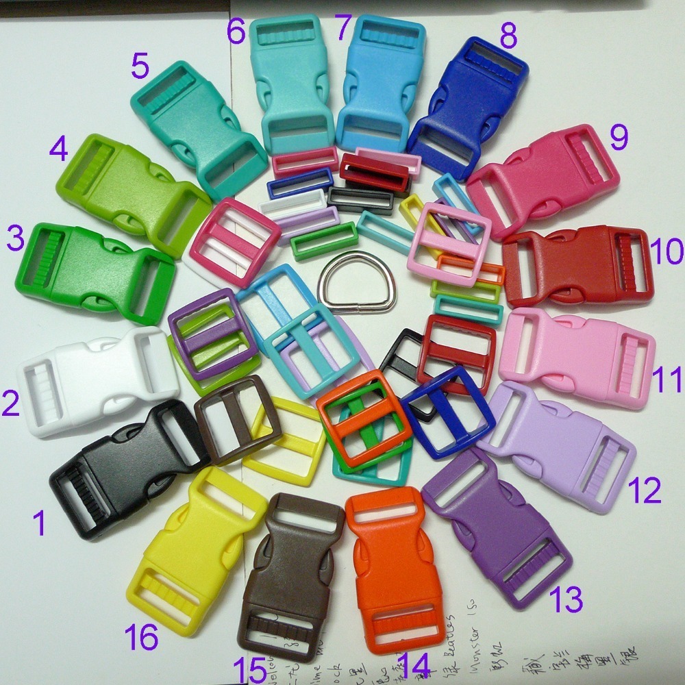 

16 Sets 1" 25mm Dog Collar Hardware Curved Side Release Buckle D Ring Set 201125