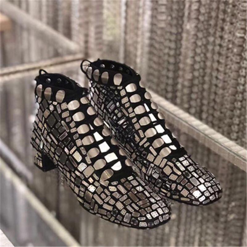 

Lace Up Short Boots Women Fashion Designer Mixed Color botas mujer invierno Square Toe Runway Shoes Women Brand Ankle Boots 2021, As show