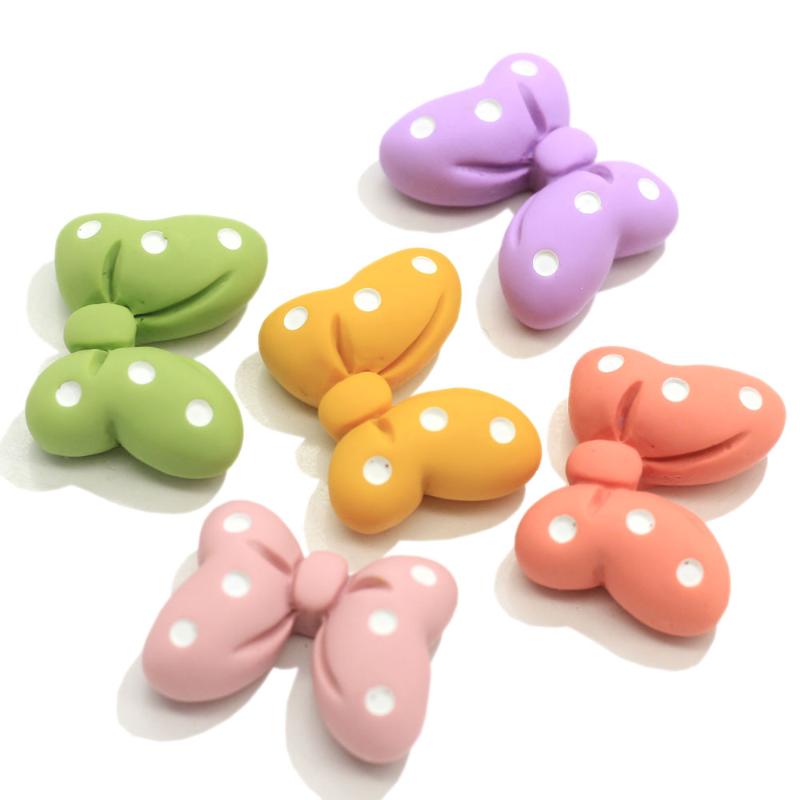 

10/50 pcs Polka Dot Bow Tie Flat Back Resin Bowknot Cabochon Scrapbooking Accessories Decorative Craft For Hairbow DIY Jewe