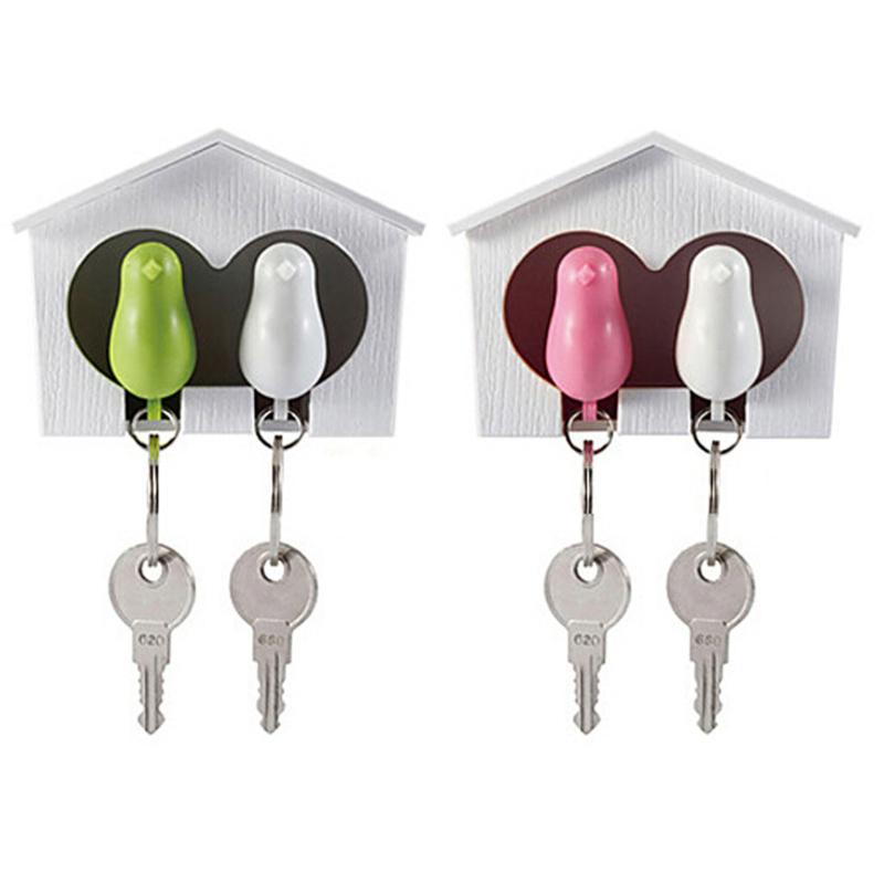 

New Arrival Lover Sparrow Birdhouse Keychain Home Wall Hook Bird Nest Holder Key Ring Gifts Kids Toys Whistle Key Holder Chain