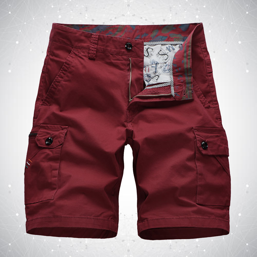 

2021 New Cargo Work Knee Length Shorts Men Summer Short Pants Loose Fly Bermudas Male VTWG, Blue