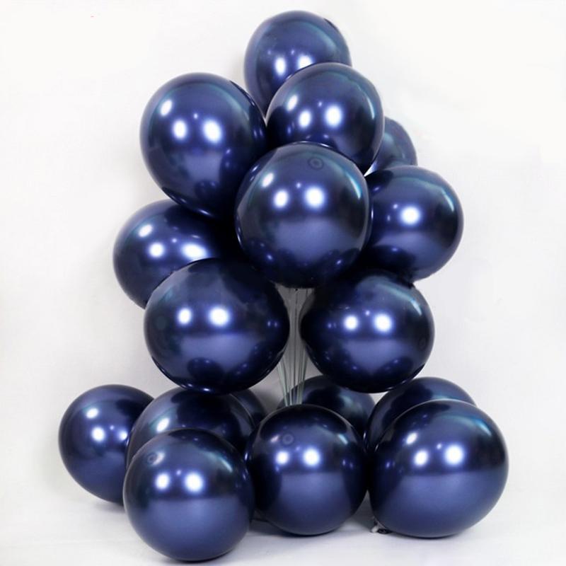 

10pcs metallic luminous blue balloons dark blue latex balloon birthday wedding party decor Valentine's Day Inflatable Air Ball