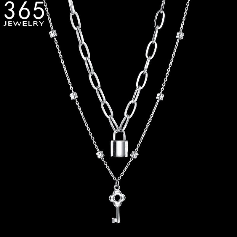 

2021 New Fashion Key Lock Necklace Double layer Style Jewellery Pendant Halloween Necklace Party Gift For Girls Women Choker