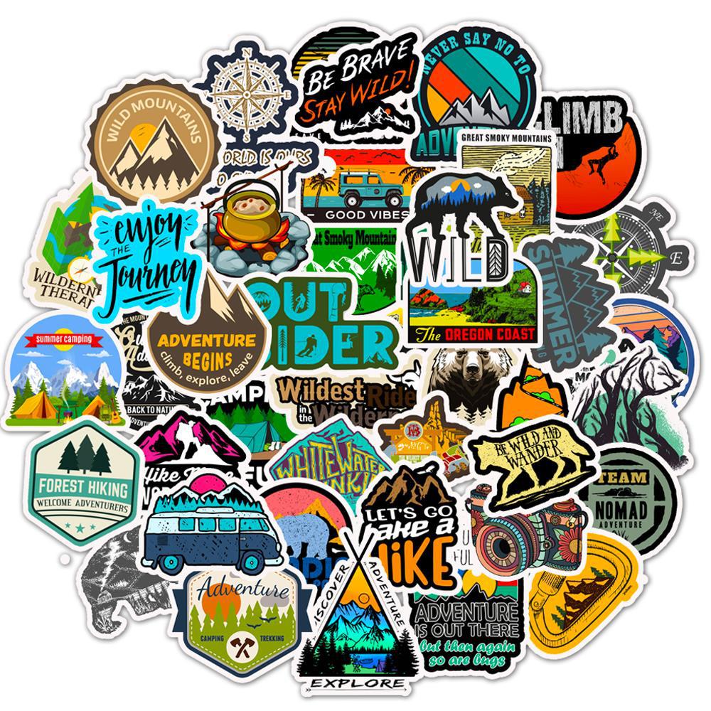 

50 pcs/lot Car Stickers outdoor traveling For Laptop Skateboard Pad Bicycle Motorcycle PS4 Phone Luggage Decal Pvc guitar Stickers, Multi colors
