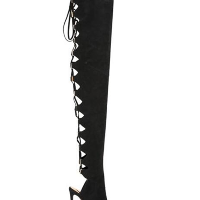 

2020 Thin-beaked Spring-fall Women Cross-tied Lac Up Thigh Super High Heels on Knee Long Boots Size 35-42 T5q0, The picture
