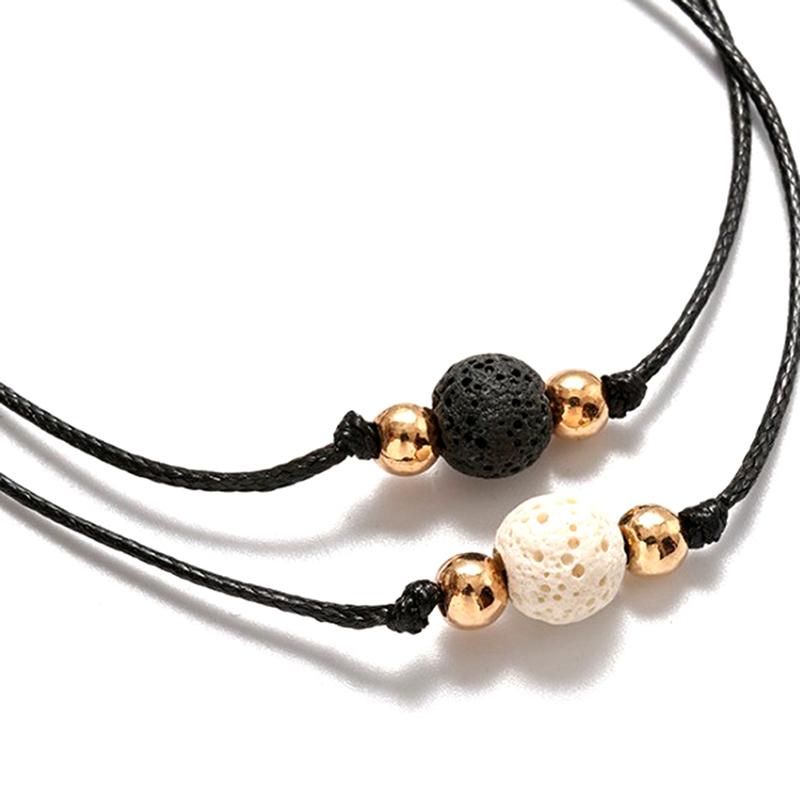 

New DIY Charm Bracelet For Friendship Couples 2pcs/set Volcanic Stone Bracelet Bead Bangles Women Man Lucky Wish Jewelry