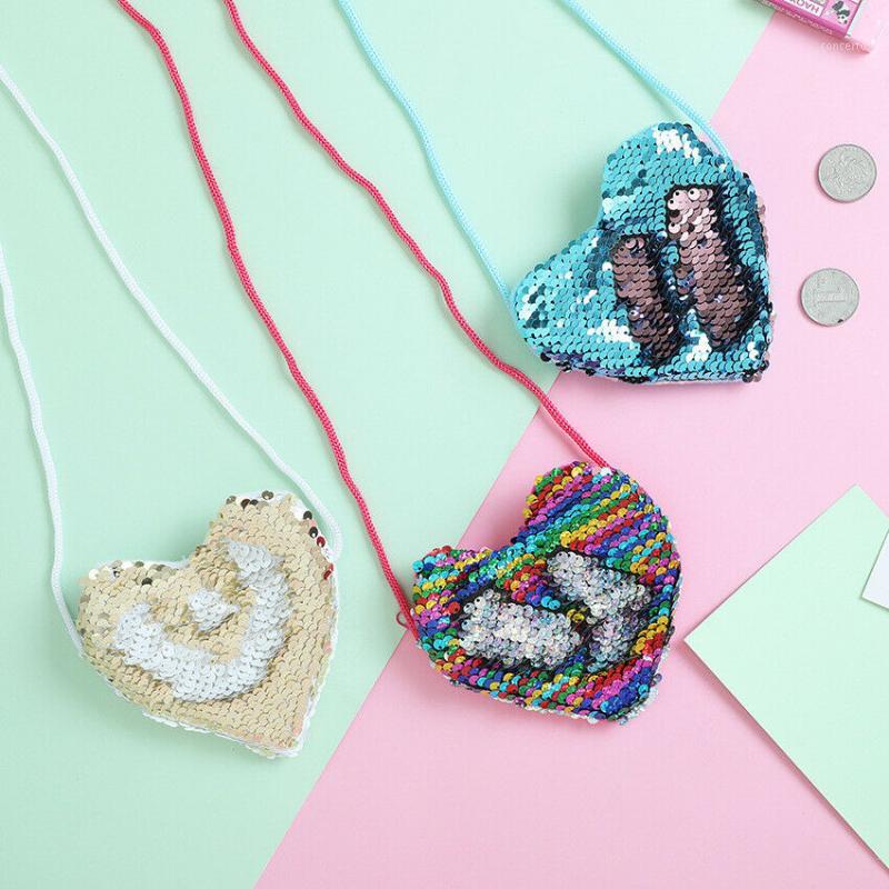 

2019 New Fashion Kids Girl Childs Shoulder Paillette Bag Crossbody Heart Mini Bags Sequin Colorful Coin Purses1