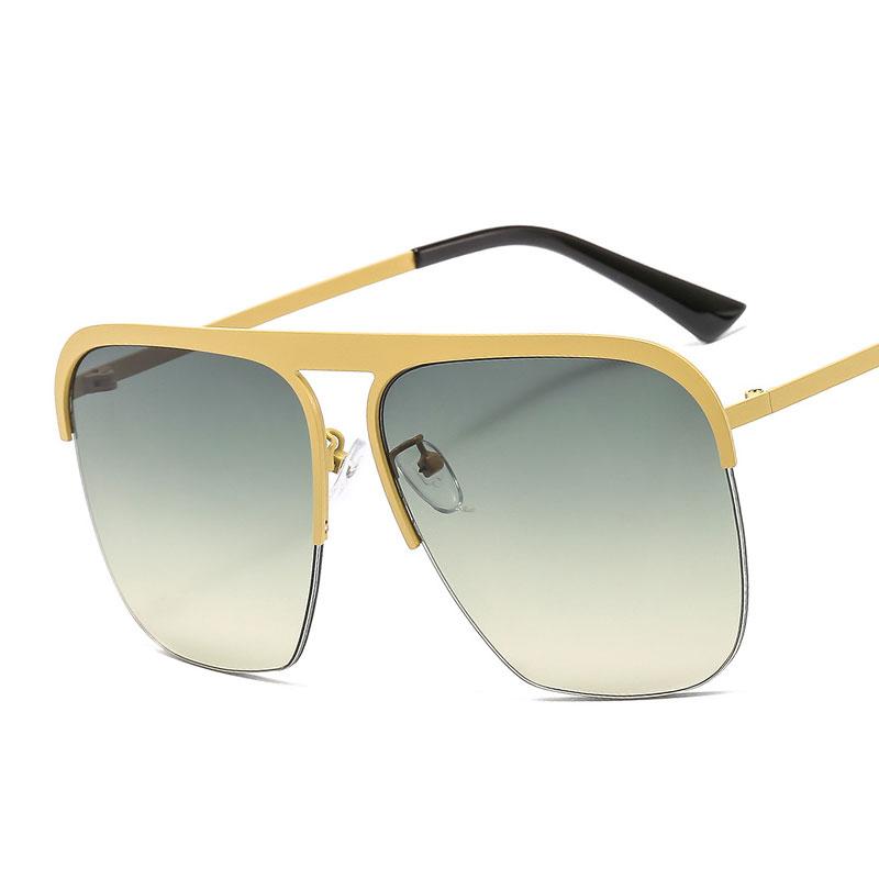 

Sunglasses Veshion Half Frame Square Oversized Men Women Fashion Shades UV400 Vintage Glasses