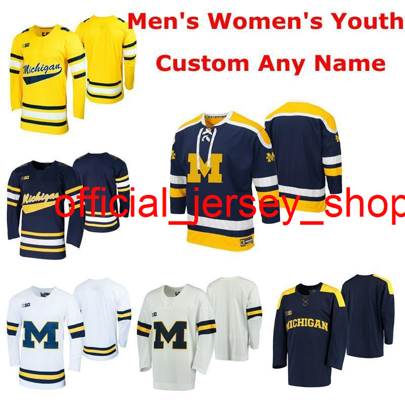 

NCAA Michigan Wolverines College Ice Hockey Jerseys Mens Tony Calderone Jersey Luke Martin Jack Becker Sam Piazza Van Wyhe Custom Stitched, Women's white black