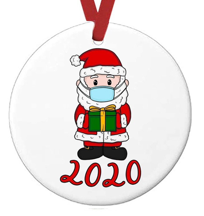 

Christmas Tree ornaments plastic PET round mask pendant with red hanging rope cartoon survivor Christmas Decorations 14 designs