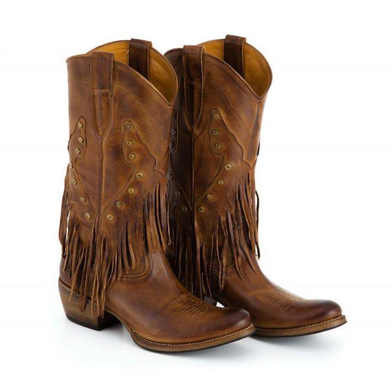 

Women Boots PU Leather Fringe Retro Casual Womans Booties Gladiator Low Heel Shoes Ladies Fashion Botas Mujer Invierno TW629, Brown