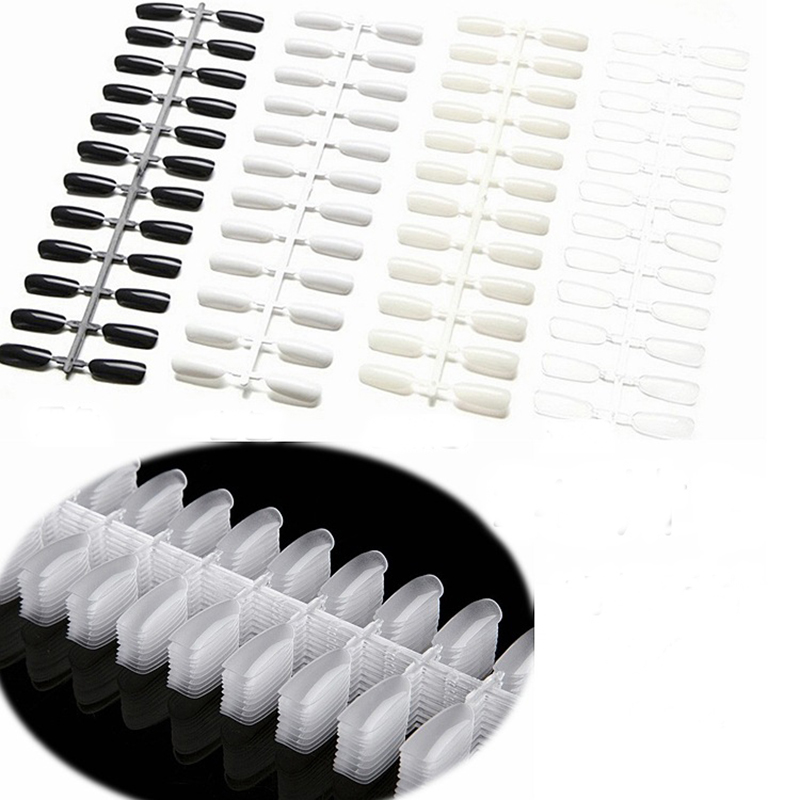 

48 Pcs Black White False Nails Natural Oval Sharp end Fake Nails Tips Pointed Head Full Artificial for Lady Daily