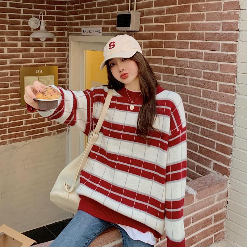 

Fashion new products 2020 Korean style chic retro plaid loose lazy warm ox velvet sweater sweater women1, Red
