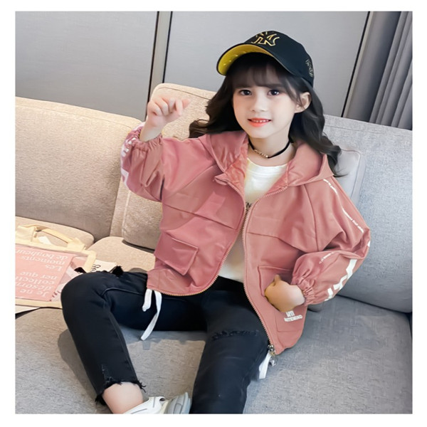 

Spring Autumn Children Coats 2020 New Arrival Jacket For Girls Zipper Letter Printed Girls Outerwear Sweatshirt