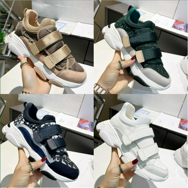 Femmes Casual Chaussures Créateurs Boucle Baskets Camouflage Turlet Technique Turlet Lettres obliques Boîte de baskets de fond épais 35-41