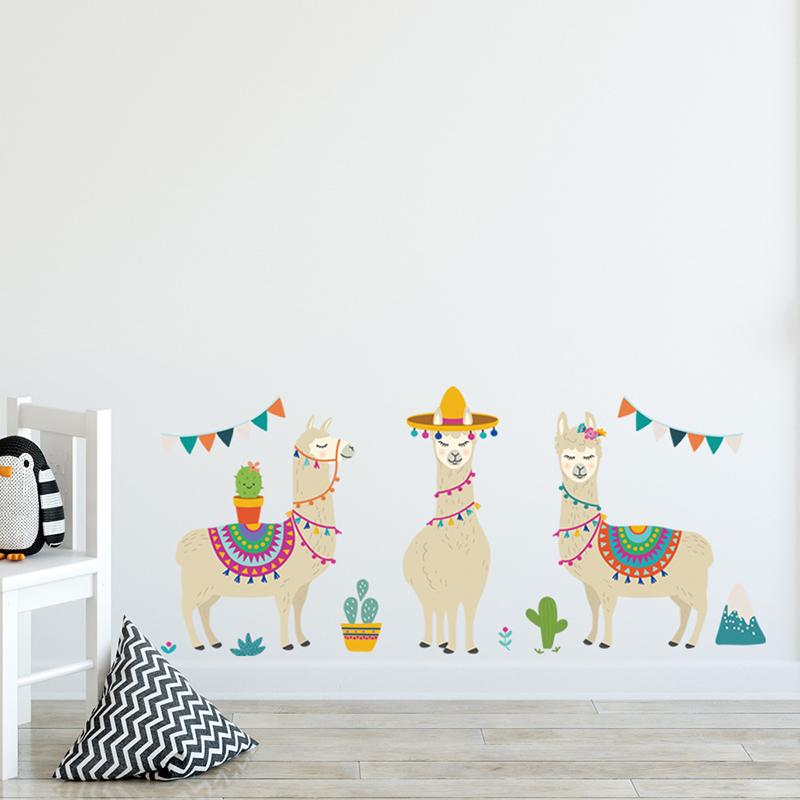 

1 Pc 3 Styles Cartoon Llama Animals Alpacas Wall Stickers Sheeps for Kids Rooms Nursery Wall Decor Home Decor DIY Poster