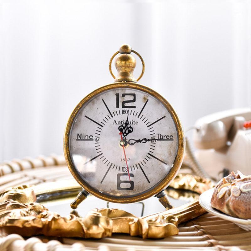 

New European American Country Retro Table Clock Creative Vintage Clock Home Decoration Desktop Bar Cafe Study Room Table Watch1