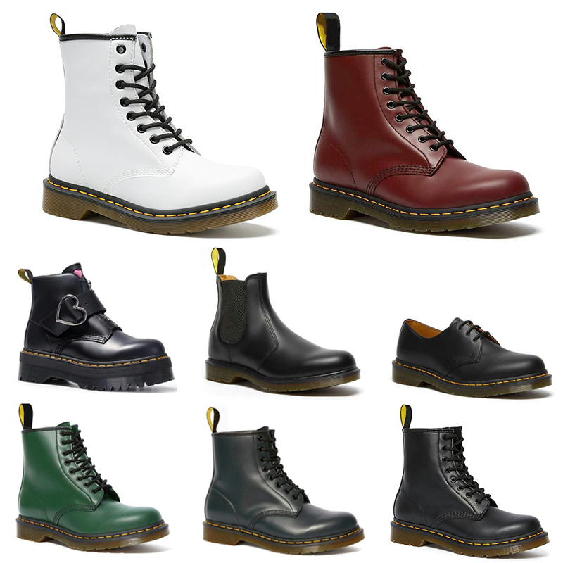 

2020 mens womens boots Black white Cherry Red Green Navy fashion platform Smooth Leather lace Boot winter shoes