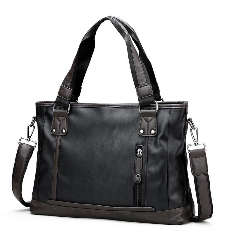 

Fashion Brand Leather Men Briefcase Vintage Business Laptop Bag Handbag Male Casual Messenger Shoulder Bag Man 20201, Gray