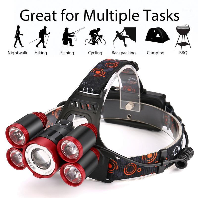 

NEW 5X XM-L T6 LED 35000L Rechargeable Headlamp Headlight Travel Head Torch Aluminum alloy 219g light AP08031